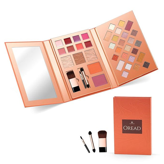 Color Nymph Makeup Kit for Women, All In One Notebook Makeup Palette Set With Mirror for Girls Includes 24 C Eyeshadow Palette,Lipgloss,Face Powder,Blushes (Orange)-Velvo Beauty