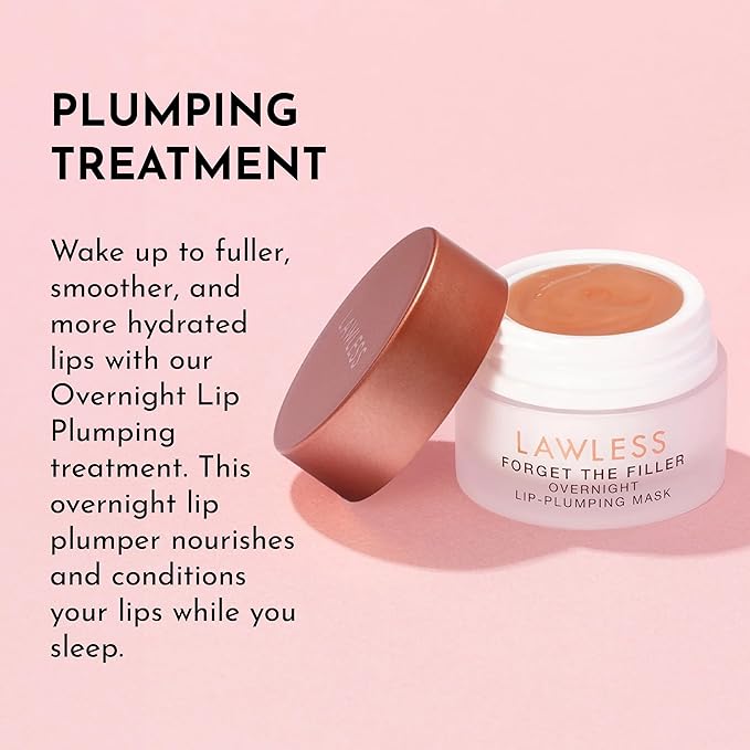 LAWLESS Forget the Filler Lip Mask - Cinnamon Sugar - Premium Overnight Lip Plumping Treatment with Natural Ingredients Designed to Plump, Hydrate, and Smooth Lips - 0.28 oz-Velvo Beauty
