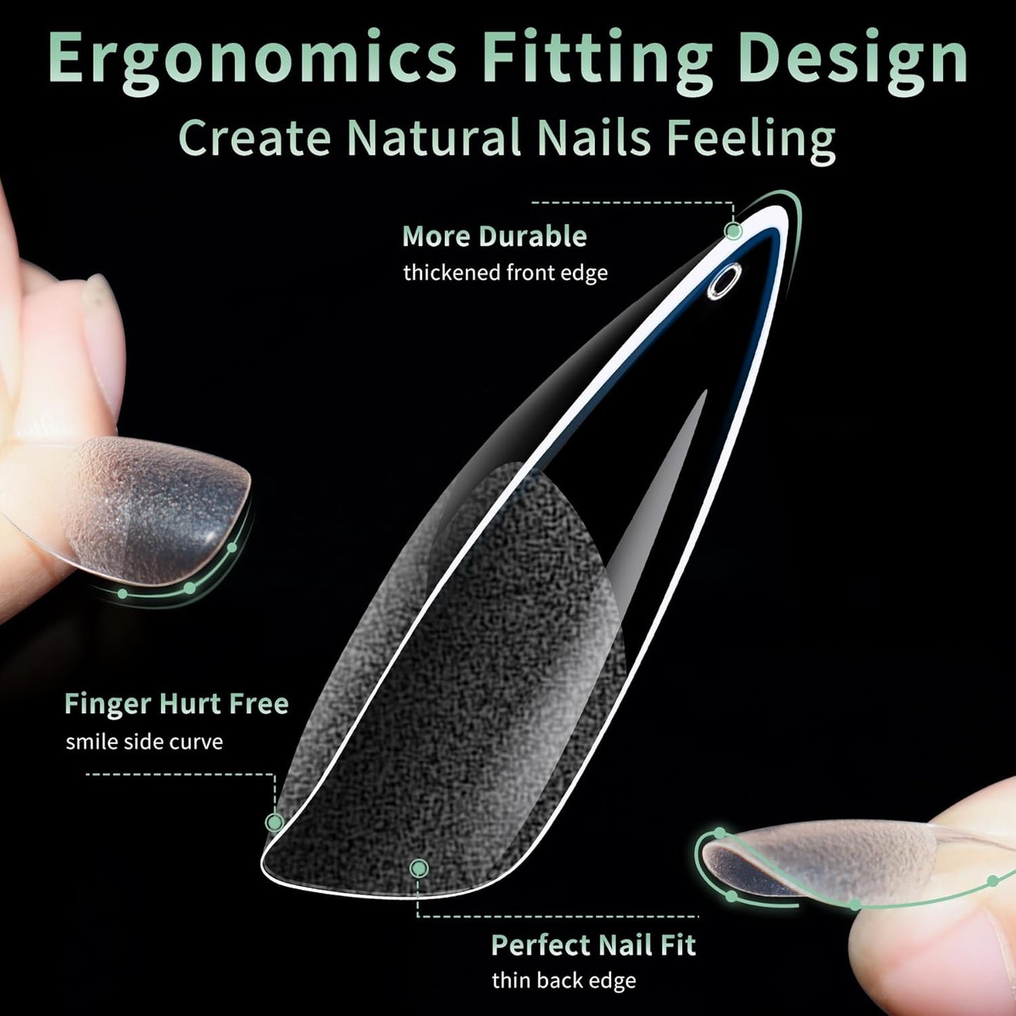 Medium Stiletto Nail Tips, 216pcs Acrylic Soft Fake Nails Gel Nail Tips, Full Cover Pre-Shaped Matte Clear Press on Nails for Extension, Diy at Home Manicure 12 Sizes-Velvo Beauty