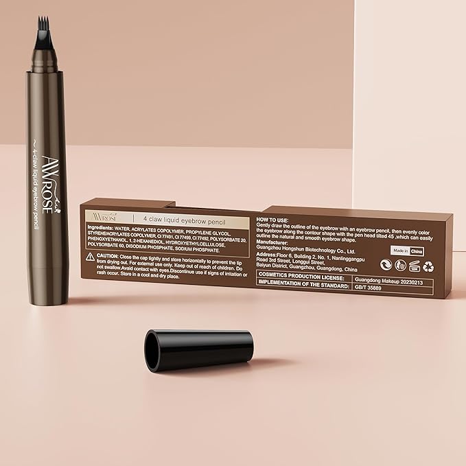 AWROSE Eyebrow Pencil, 2 Pack 3D Waterproof Microblading Eyebrow Pen 4 Fork Tip Tattoo Pencil, Precise Natural Magic Eye Brow Pen with Hair Like Strokes, 4 Points Multi-Used Eye Brow Pencils for Women-Velvo Beauty