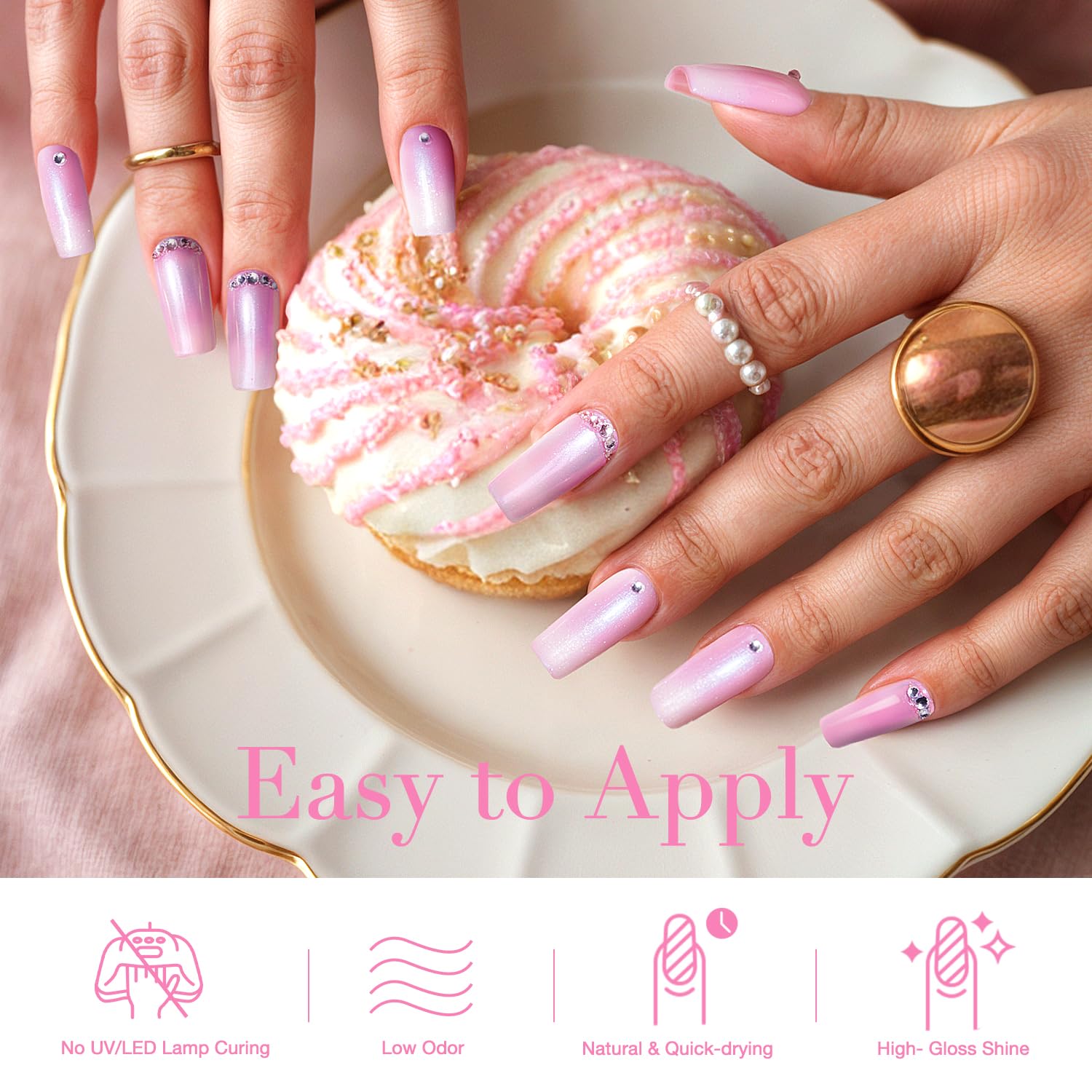 AZUREBEAUTY Pearl Pink Nail Polish Quick Dry Shimmer Light Pink Natural Nail Lacquer Fingernail Polish High Shine Salon-Quality Women Gift-Velvo Beauty