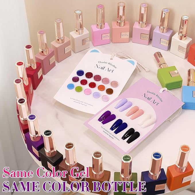 Double Rhythm 28Pcs 0.5Oz Gel Nail Polish Set Same Color Same Bottle Soak Off Gel Polish Kit Nail Art Manicure Salon DIY at Home for Women (Red Pink Collection-T24-4)-Velvo Beauty