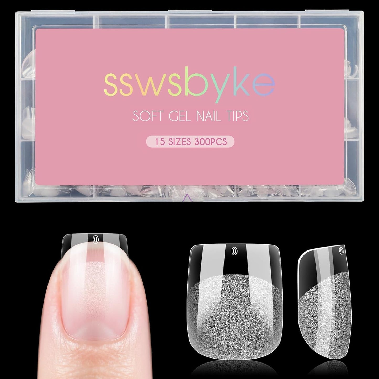 Extra Short Square Nail Tips, SSWSBYKE Gel Acrylic Nail Tips for Full Cover Pre-Shaped Fake Nails Tips Half Matte Press On Nails for Extension Home DIY Salon 300pcs 15 Sizes-Velvo Beauty
