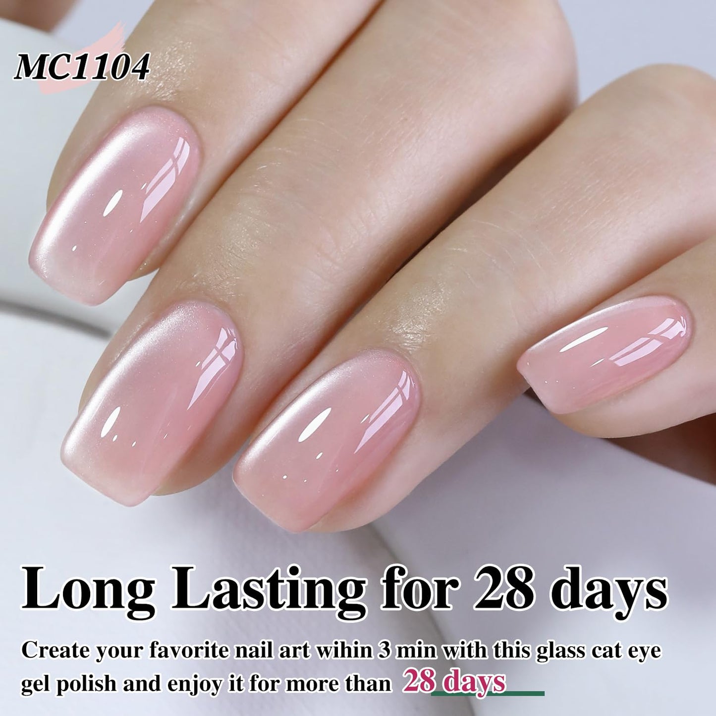 Double Rhythm Jelly Glass Cat Eye Gel Polish with Magnet 15ML Holographic Glitter Shimmer Translucent Sheer Color Magnetic Nail Polish Salon DIY at Home (Jelly Pink Nude-MC1104)-Velvo Beauty