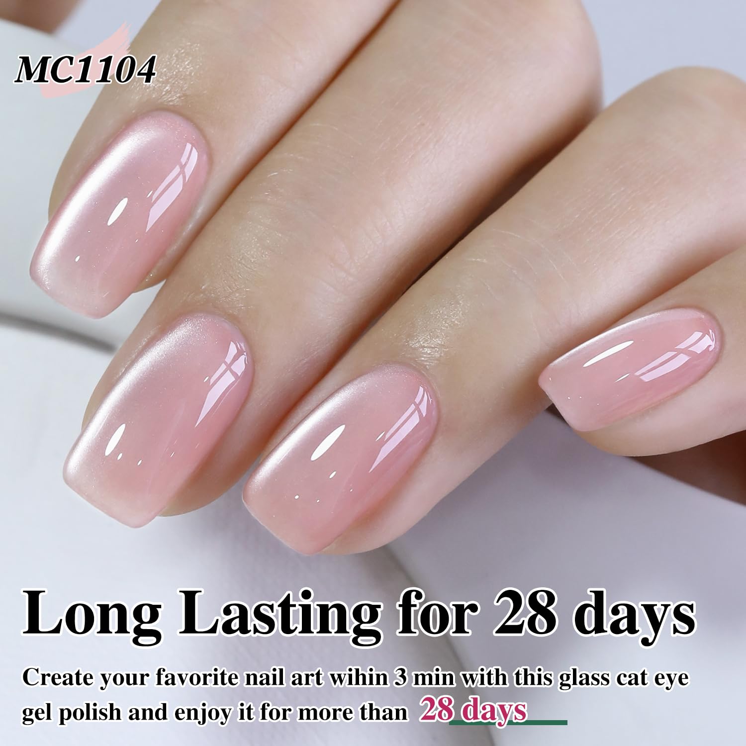 Double Rhythm Jelly Glass Cat Eye Gel Polish with Magnet 15ML Holographic Glitter Shimmer Translucent Sheer Color Magnetic Nail Polish Salon DIY at Home (Jelly Pink Nude-MC1104)-Velvo Beauty