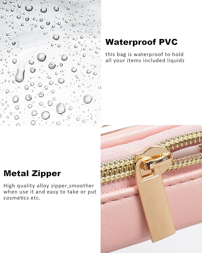 Clear Makeup Bag Small, TSA Approved Portable Toiletry Bag with Zipper Cosmetic Travel Bag Makeup Organizer Case Mini Makeup Pouch for Purse Car Organizer Bag for Women Men-Velvo Beauty