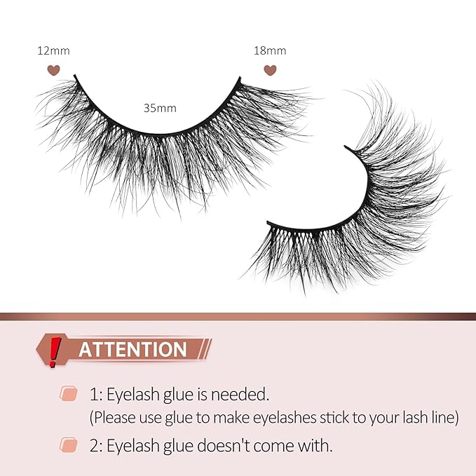 Fake Lashes Natural Wispy Lashes Airy Volume Faux Mink Lashes Fluffy Long False Eye Lashes Sets Pack 18MM Reusable Eyelashes A05-Velvo Beauty