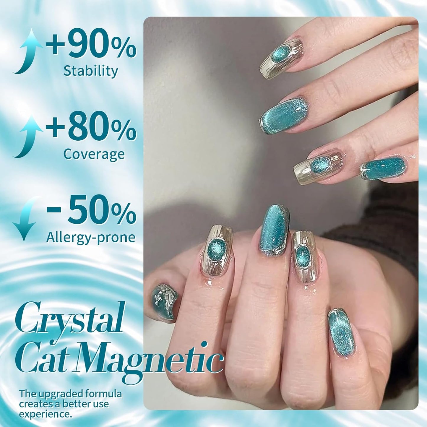 BORN PRETTY Cat Magnetic Eye Gel Nail Polish, Blue Melbourne Glitter Cat Magnetic Gel Nail Polish, Holographic Magnetic Nail Polish for Nail Art Manicure Salon DIY at Home 15ML-Velvo Beauty