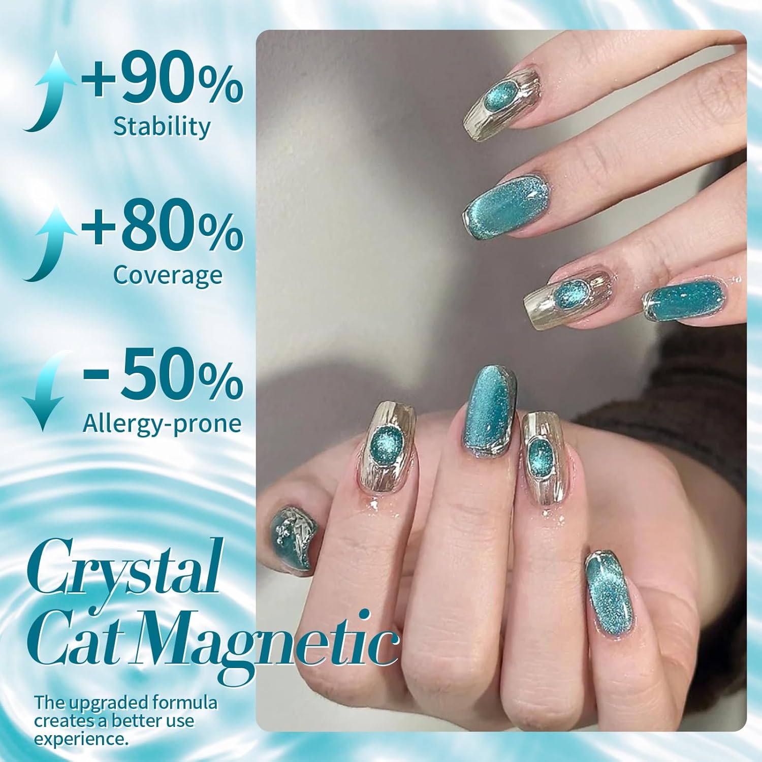 BORN PRETTY Cat Magnetic Eye Gel Nail Polish, Blue Melbourne Glitter Cat Magnetic Gel Nail Polish, Holographic Magnetic Nail Polish for Nail Art Manicure Salon DIY at Home 15ML-Velvo Beauty