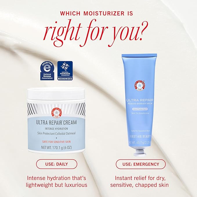 First Aid Beauty - Ultra Repair Cream, Intense Hydration Whipped Colloidal Oatmeal, Clinically Proven to Strengthen Skin Barrier in 7 Days & Helps Relieve Eczema, Luxury Face & Body Moisturizer, 12 oz-Velvo Beauty