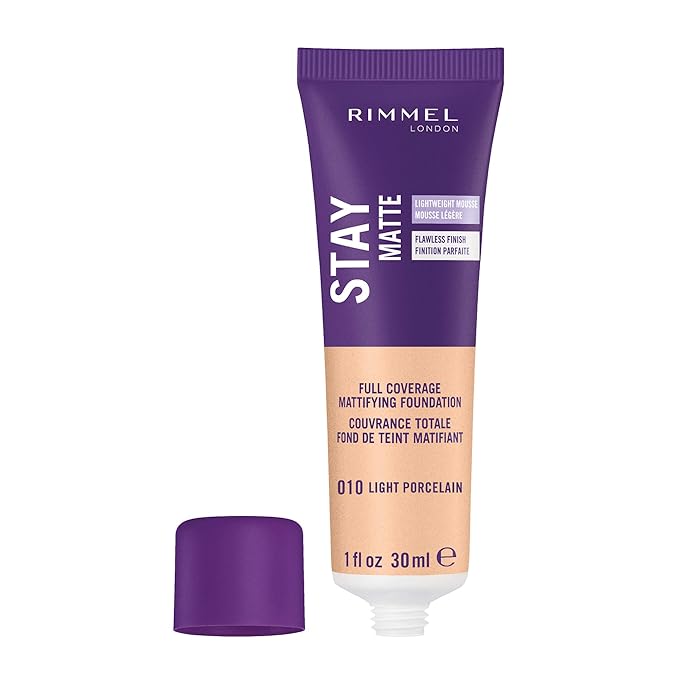 Rimmel Stay Matte Foundation, Light Porcelain, 1 Fluid Ounce-Velvo Beauty