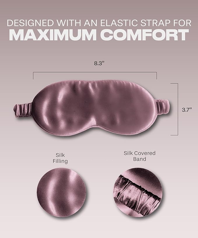 SUNDAYSILKS™ Exclusive Mulberry Silk Sleep Mask | Soft Eye Covers, Blackout Sleeping Mask for Women & Men | Silk Eye Mask for Sleep, Travel, and Relaxation | Antifaz para Dormir [Deep Muave]-Velvo Beauty
