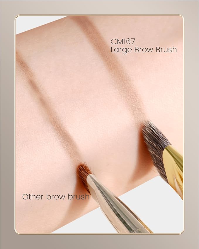 Desert Oak Series Flat Angled Eyebrow Brush - Straight Edge Design for Natural Hair-Like Strokes, 50% Weasel & Goat Hair Blend, Ebana Handle & Brass Ferrule (CM 167)-Velvo Beauty