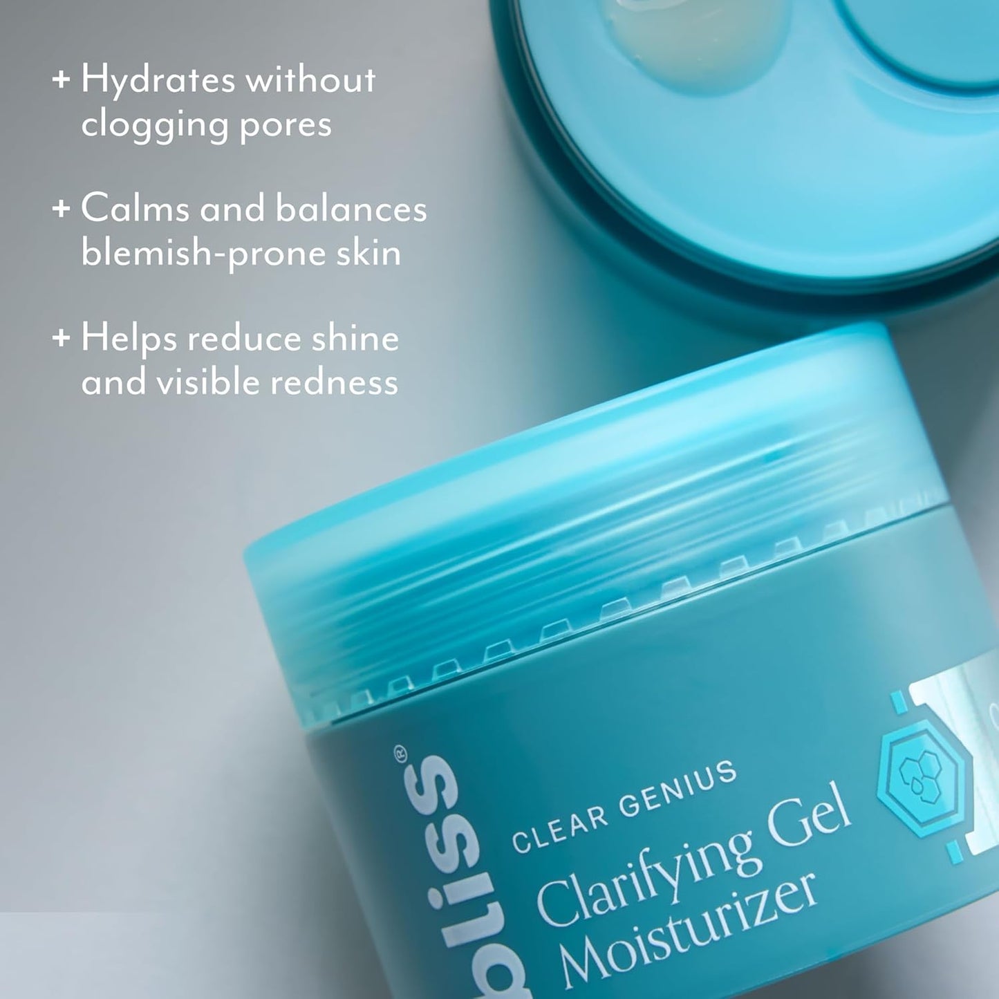 Bliss Clear Genius Clarifying Gel Moisturizer with CLARITY 5 Complex | Salicylic Acid, Niacinamide & Witch Hazel for Blemish-Prone Skin, 1.7 fl oz-Velvo Beauty