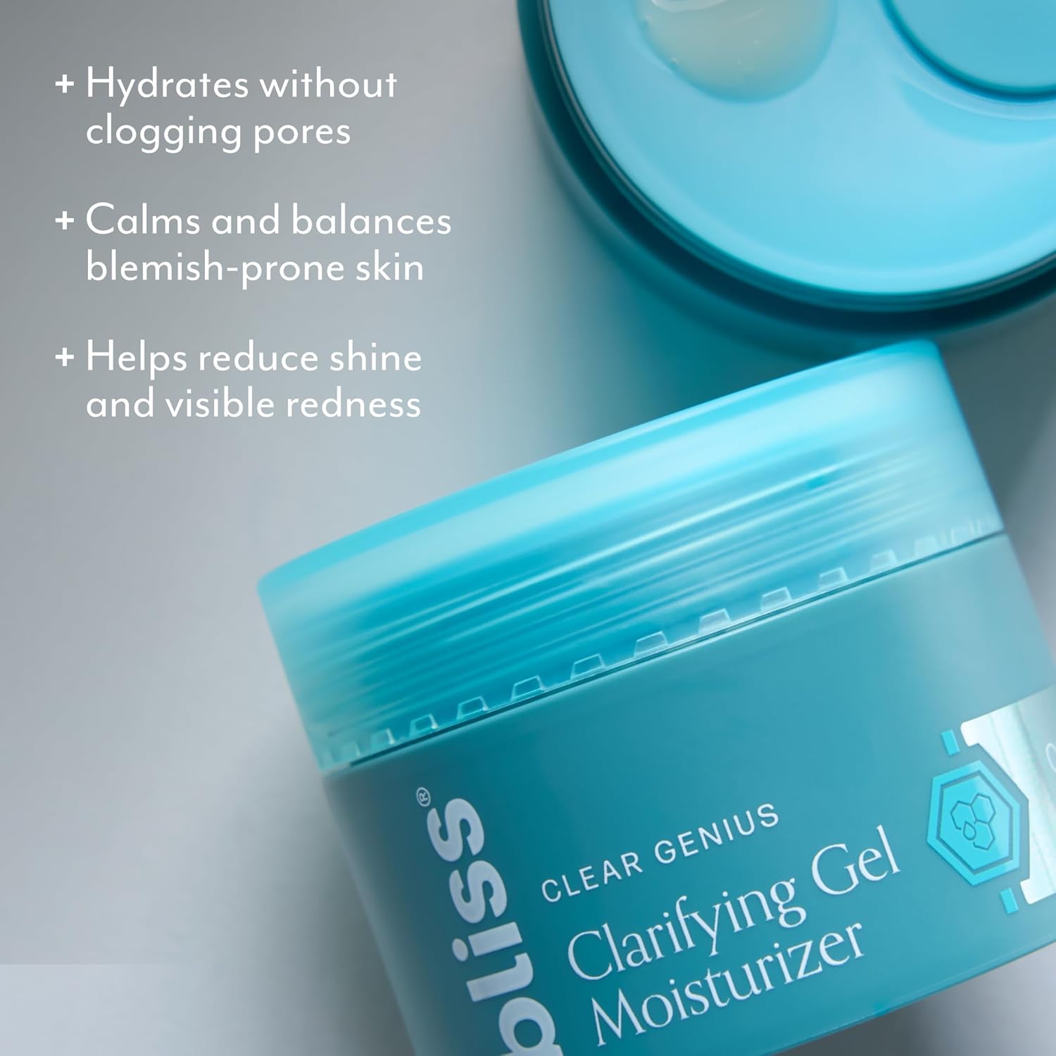 Bliss Clear Genius Clarifying Gel Moisturizer with CLARITY 5 Complex | Salicylic Acid, Niacinamide & Witch Hazel for Blemish-Prone Skin, 1.7 fl oz-Velvo Beauty