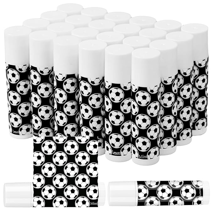 24 Pcs Soccer Lip Balm Soccer Team Gifts Soccer Party Favors Soccer Lip Balm Gift for Soccer Team Soccer Party Guest Supplies-Velvo Beauty