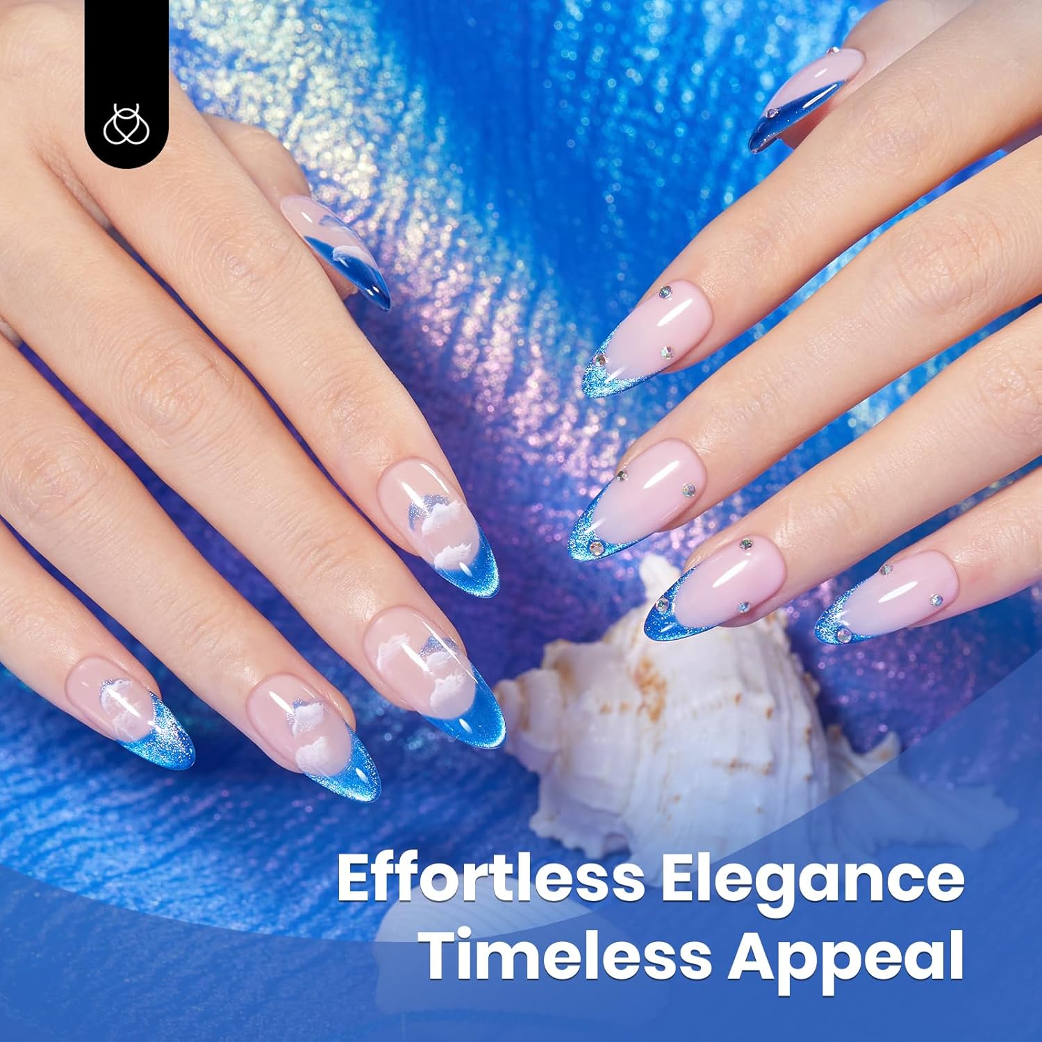 Beetles Blue Cat Eye Gel Polish, 15ML Blue Cat Eye Glitter Gel Polish with Magnet Soak Off UV Shimmer Velvet Gel Stellar Blue Series French Nail Art Manicure Gifts for Women-Velvo Beauty