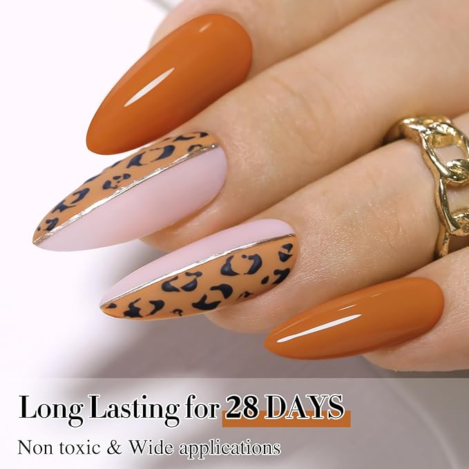 Double Rhythm Translucent Gel Polish Sheer Neutral Natural Light Milky Same Color Same Bottle 15ML Jelly UV Nail Polish Nail Art DIY at Home (Brown Orange-A1447)-Velvo Beauty