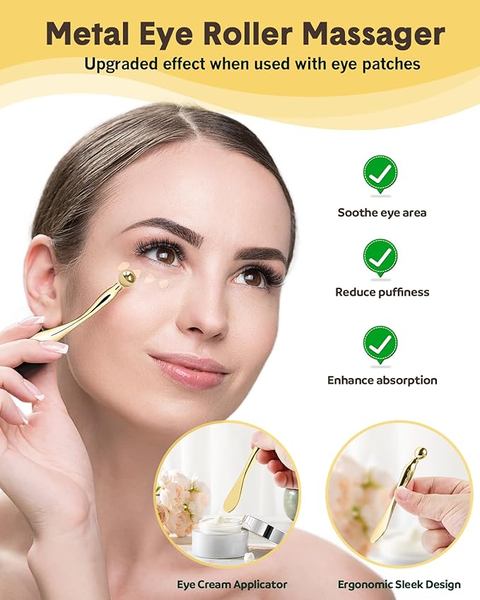 Lictin Reusable Eye Patches, Silicone Under Eye Patches with Lifting Effect to Relieve Wrinkles and Fine Lines, Pair with Metal Eye Cream Applicator,Tin Case-Velvo Beauty