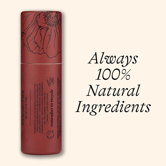 Poppy & Pout Cinnamint Jumbo Lip Balm | All Natural Lip Balms & Moisturizers | Hydrates with Beeswax, Vitamin E, Organic Coconut Oil | Cruelty-Free | Lip Balm in Recyclable Cardboard Tube-Velvo Beauty