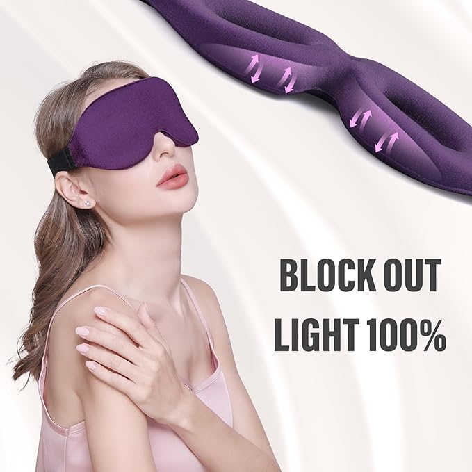 YIVIEW Sleep Mask for Side Sleeper, Complete Light Blocking 3D Sleeping Eye Mask, Soft Breathable Eye Cover for Women Men, Relaxing Zero Pressure Night Blindfold-Velvo Beauty
