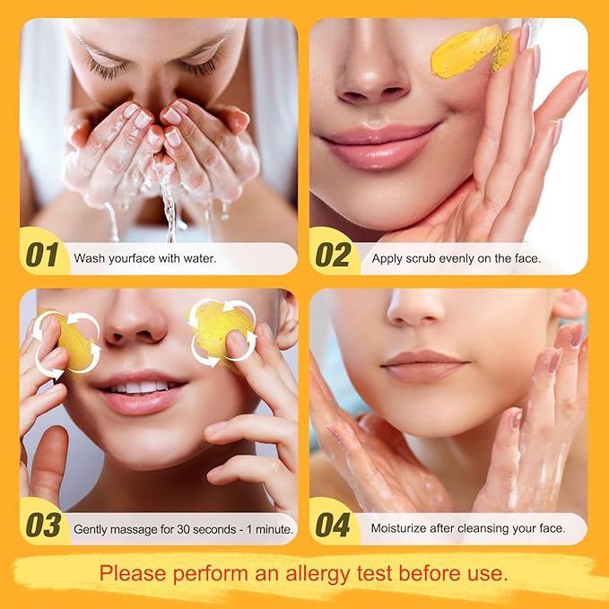 Vitamin C and Turmeric Face Scrub Cream Organics Microdermabrasion Facial Scrub Exfoliating Clears Blackheads Improve Dark Spot Acne with Strawberry Extract Exfoliator 130g/4.5oz-Velvo Beauty