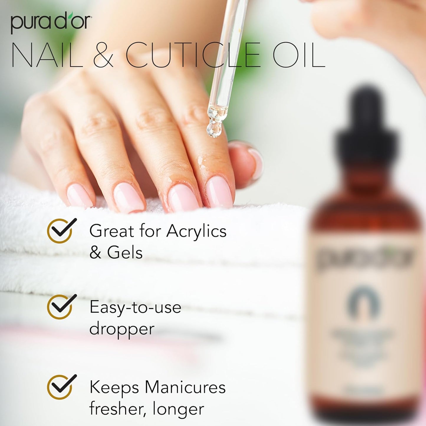 PURA D'OR 4 Oz Nail and Cuticle Oil - Nourishing Treatment with Dropper - Natural Blend Enriched with Biotin, Vitamin E, Milk for Nail Growth, Healthy Nail Beds and Great for Acrylic Nails-Velvo Beauty
