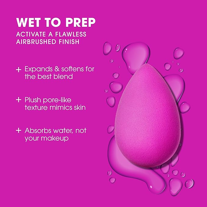 Beautyblender® | Electric Violet Beauty Blender Makeup Sponge, Super-Soft Foam Easily Blends Foundations, Powders & Creams, Made in USA, Reusable, Washable, Streak Free Application, Vegan-Velvo Beauty