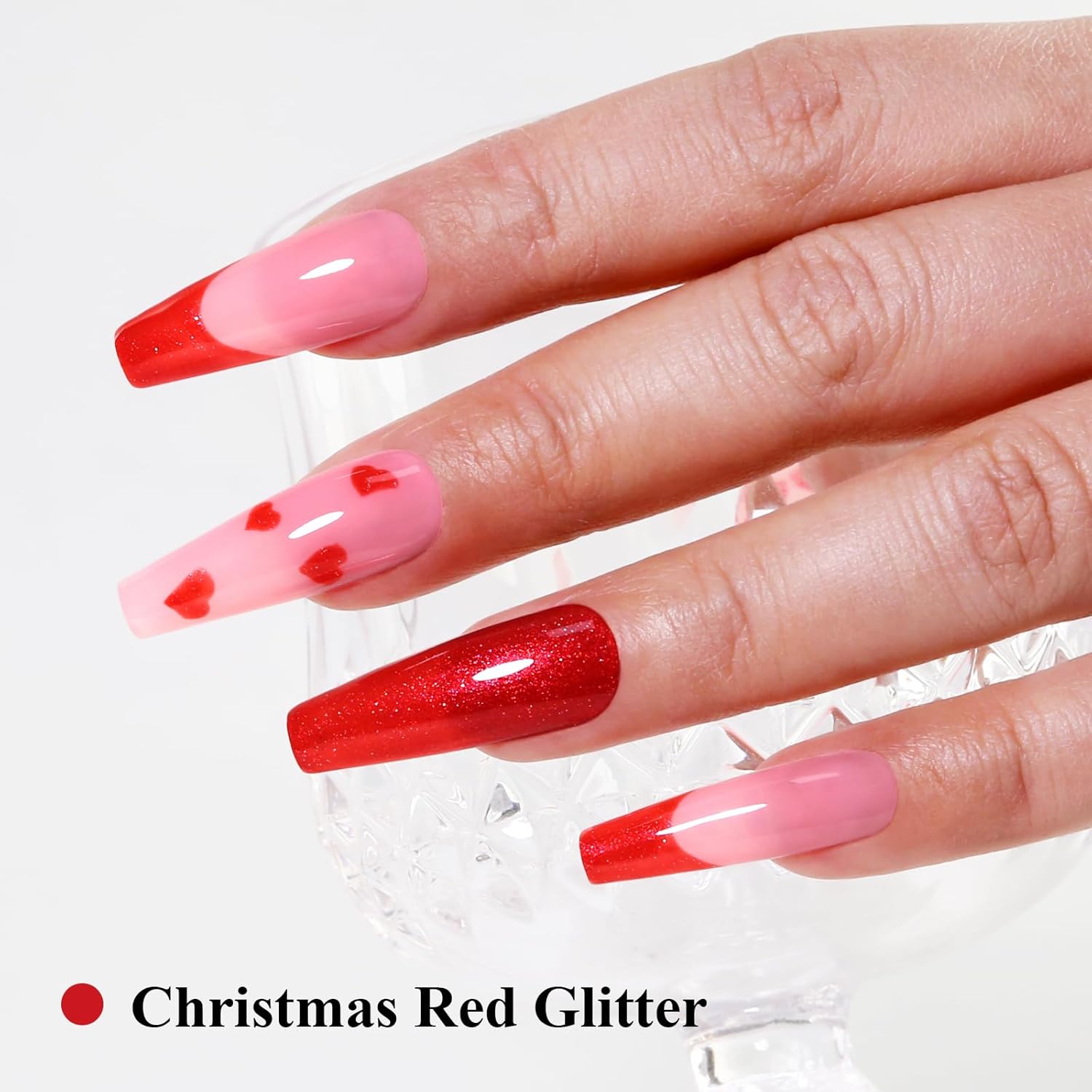Imtiti Glitter Gel Nail Polish, Christmas Red Iridescent Glitter Gel Polish Diamond Shimmer Sparkle Soak Off UV LED Nail Gel Polish Autumn Winter Gel Polish Manicure Gel Nail Kit 10ML-Velvo Beauty
