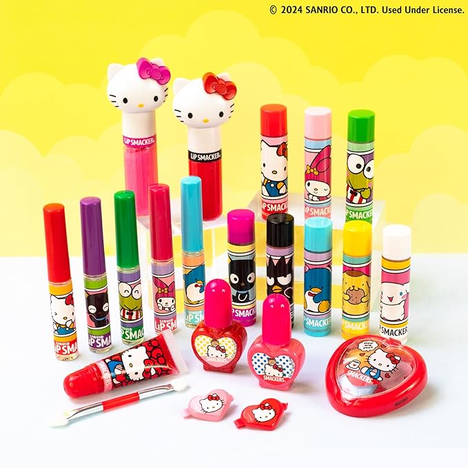Lip Smacker Sanrio Hello Kitty and Friends 8-Piece Flavored Lip Balm, Clear, For Kids, My Melody, Little Twin Stars, and Chococat-Velvo Beauty