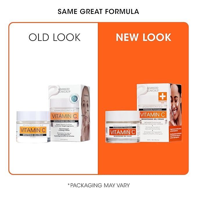 Advanced Clinicals Brightening Vitamin C Face Cream Gel With Niacinamide + Hyaluronic Acid | Vitamin C Moisturizer Lotion For Face Visibly Diminishes Look Of Dark Spots & Uneven Skin Tone, 2.5 Fl Oz-Velvo Beauty