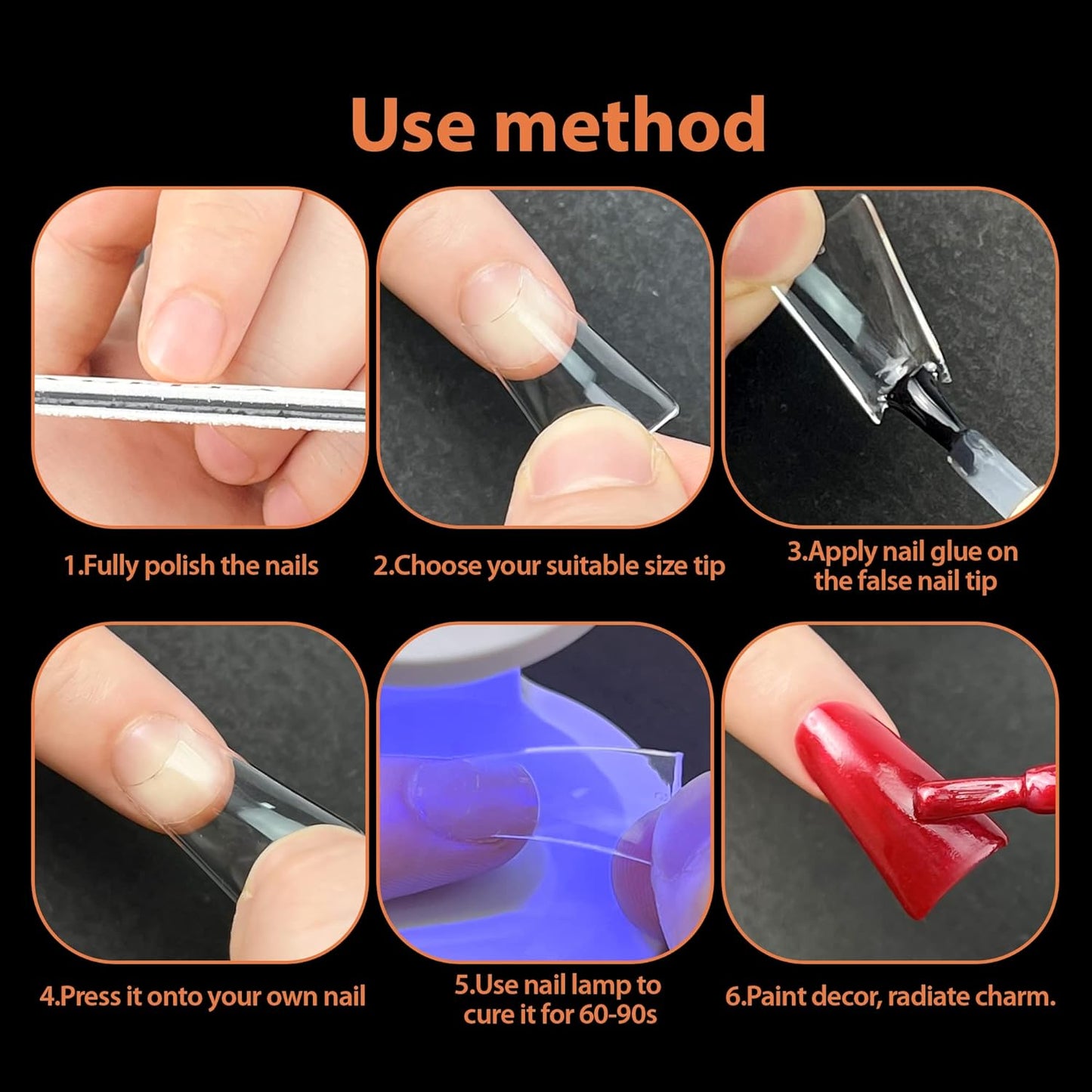 UNA GELLA Duck Fake Nail Tips 504 PCS Clear Soft Gel Short Half Cover Nail Tips Curved for Nail Extensions Professional Salon & Home DIY Nail Art 11 Sizes-Velvo Beauty