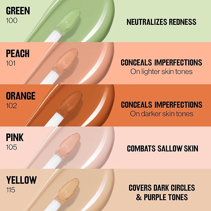 Revlon Glimmer Correcting Concealer, Liquid Under Eye Makeup, Made with Caffeine, Vitamin C, & Stevioside, 101 Peach, 0.3 fl oz-Velvo Beauty