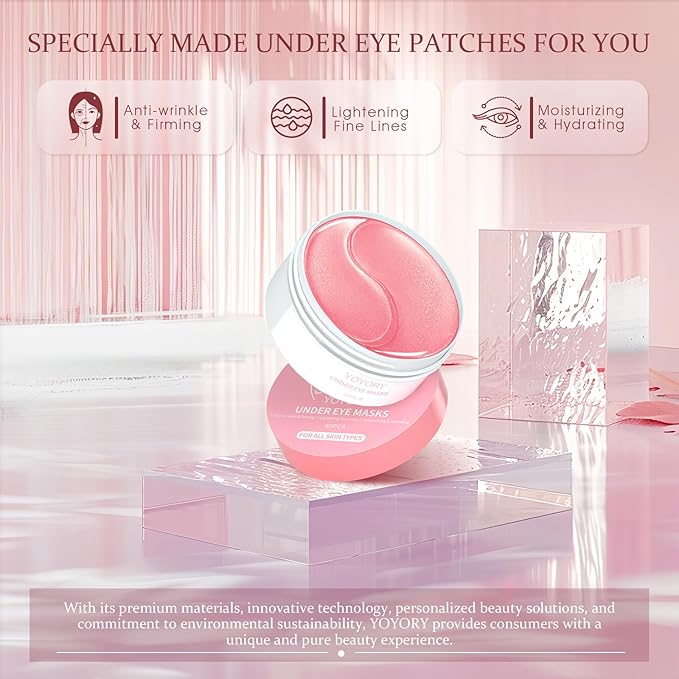 Under Eye Patches Masks - for Dark Circles, Puffiness, Eye bags,and Fine Lines Smoothing Skin Care Treatment with Collagen and Hyaluronic Acid for Women and Men, (60 Pcs) Pink-Velvo Beauty