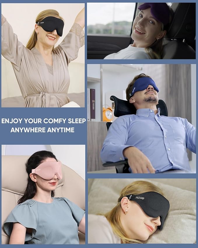 MZOO Luxury Sleep Eye Mask for Side Sleeper Men Women, Zero Eye Pressure 3D Sleeping Mask, Light Blocking Patented Design Night Blindfold, Soft Eye Shade Cover for Travel, Pink-Velvo Beauty