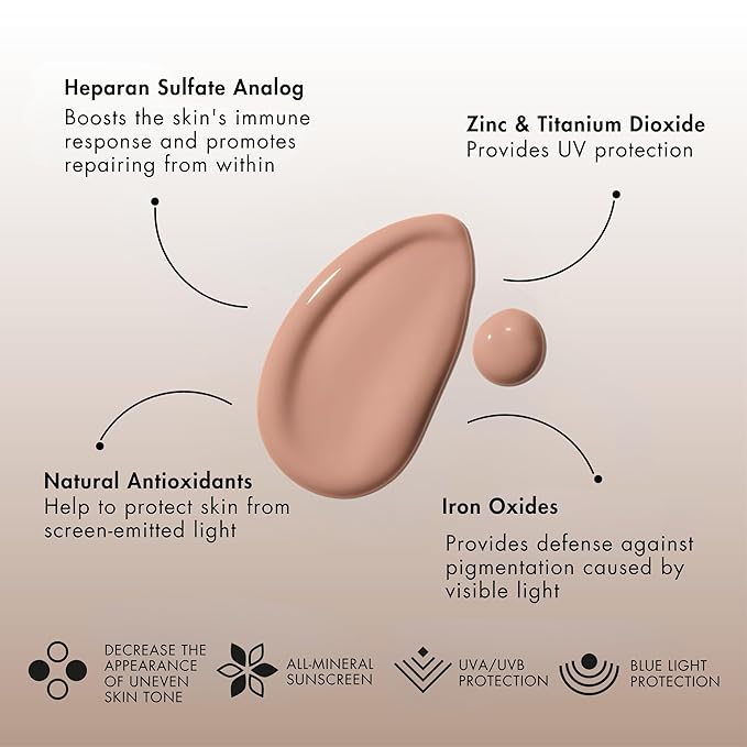 Senté Even Tone Mineral Sunscreen Tinted | SPF 40 Light-Medium | Hydrating, Lightweight Sun Protection Treatment for Redness & Discoloration | UVA/UVB & Blue Light Defense | 1.7 oz-Velvo Beauty