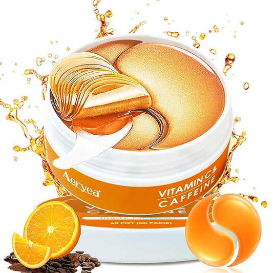 Under Eye Patches with Vitamin C & Caffeine 30 Pairs for Dark Circles, Fine Lines and Puffiness, with Niacinamide Hydra-Gel Collagen, Skin Care for Men & Women-Velvo Beauty