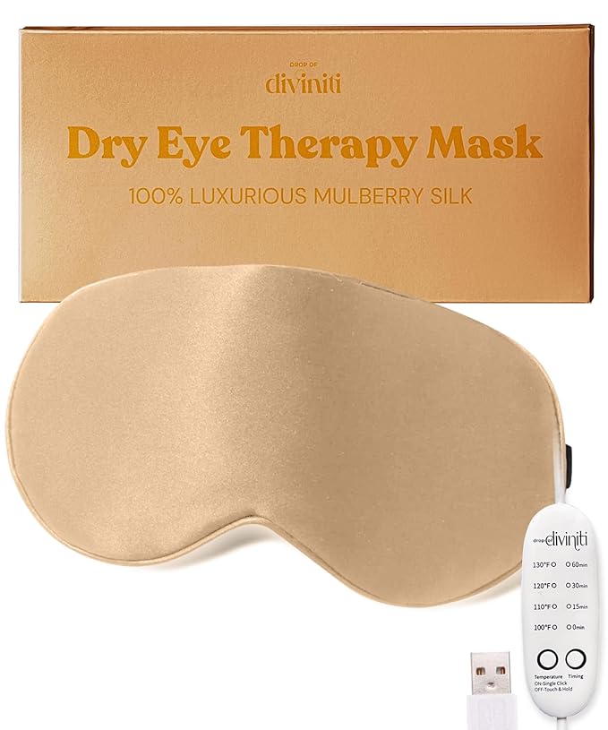 Heated Eye Mask for Dry Eye Relief - Stye Eye Treatment, Warming Eye Mask for Dry Eyes Mask Warm Compress for Eyes, Sinus Mask Heated Eye Patch - Dry Eye Mask Moist Heat Electric Warming - Champagne-Velvo Beauty