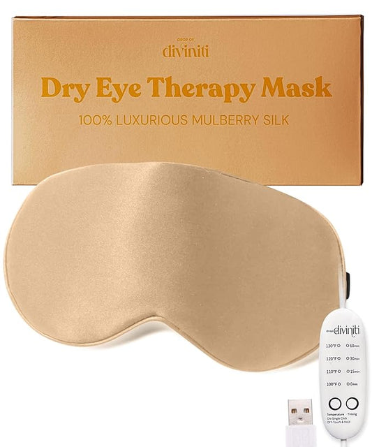 Heated Eye Mask for Dry Eye Relief - Stye Eye Treatment, Warming Eye Mask for Dry Eyes Mask Warm Compress for Eyes, Sinus Mask Heated Eye Patch - Dry Eye Mask Moist Heat Electric Warming - Champagne-Velvo Beauty