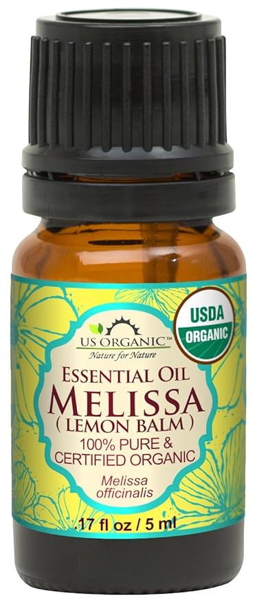 US Organic 100% Pure Melissa (Lemon Balm/Sweet Balm) Essential Oil - USDA Certified Organic, Steam Distilled - W/Euro Dropper (5 ml / 1/6 fl oz)-Velvo Beauty