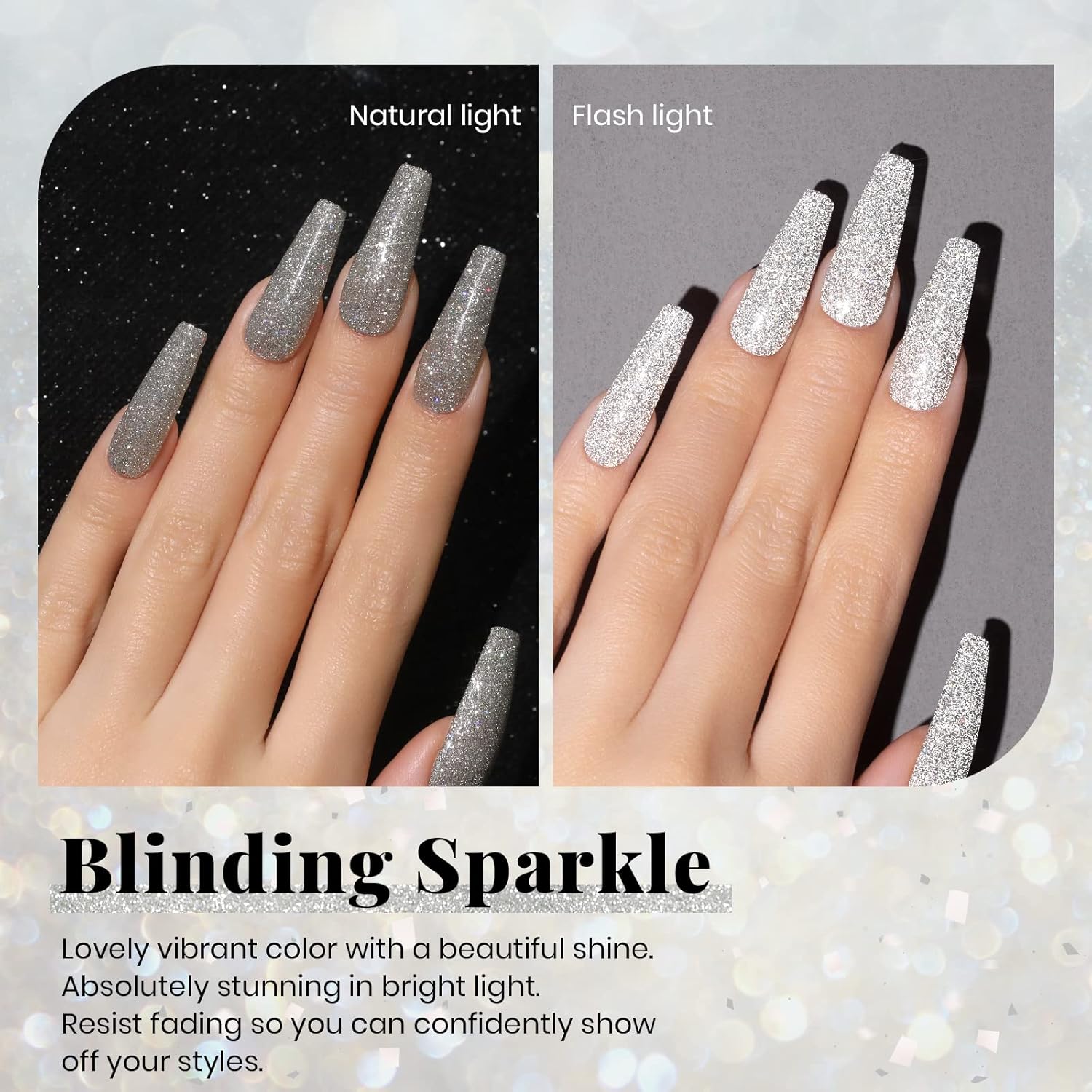 Beetles Reflective Gel Nail Polish 15ml Silver Glitter Nail Polish Shimmer Soak Off Uv LED Lamp Gel Nail Art Manicure Salon DIY Home Diamond-Velvo Beauty