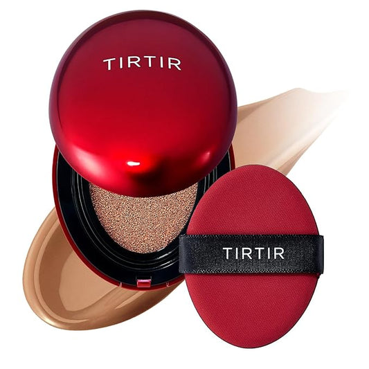 TIRTIR Mask Fit Red Cushion Foundation | Full coverage, Weightless, Skin fit, Satin Glow Finish, Korean Makeup BB Foundation, beauty, Tattoo cover up, Buildable (#40N Cinnamon, 0.63 Fl Oz)-Velvo Beauty
