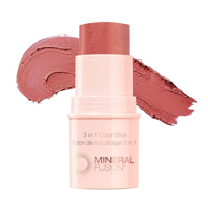 Mineral Fusion 3-in-1 Color Stick, Instant Color Pop and Blush for Cheeks, Creamy Lightweight Formula, Multi-Use Eye, Face, and Lip Makeup, Terra Cotta-Velvo Beauty