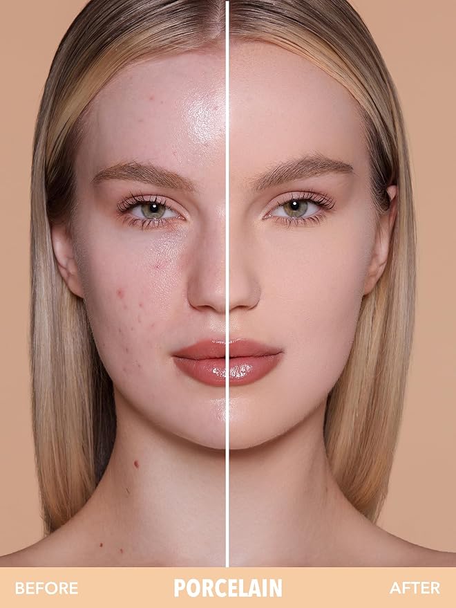 SHEGLAM SKin-Focus Full Coverage Powder Foundation Oil-Control Lightweight Face Pressed Powder Makeup-Porcelain-Velvo Beauty