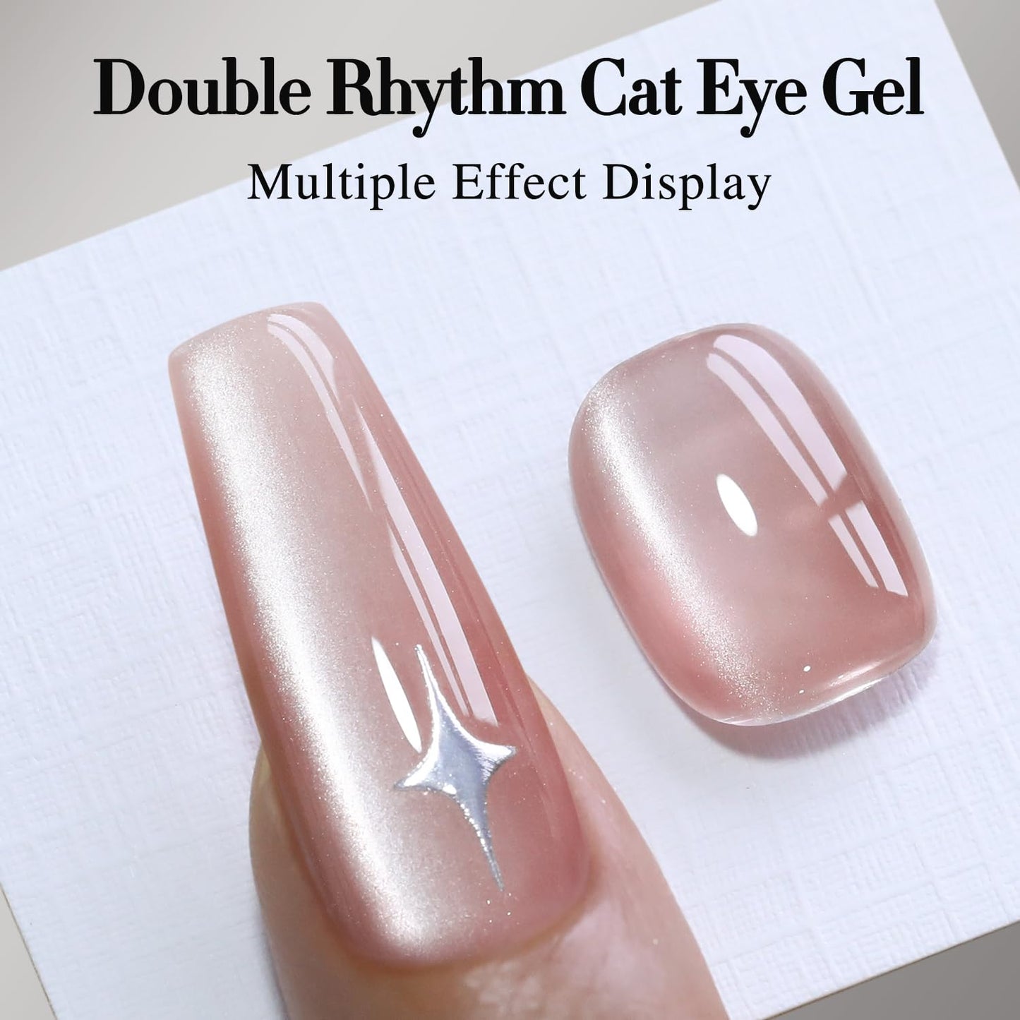Double Rhythm Jelly Glass Cat Eye Gel Polish with Magnet 15ML Holographic Glitter Shimmer Translucent Sheer Color Magnetic Nail Polish Salon DIY at Home (Jelly Nude-MC1103)-Velvo Beauty