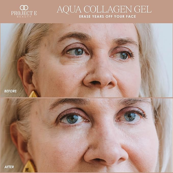 Project E Beauty Aqua Collagen Gel 24-Hour Hydration | Anti-Aging Brightening Treatment | Hydrating & Moisturizing Facial Skincare | Anti-Wrinkle Body Lotion | For Dry or Rough Skin | 50ml-Velvo Beauty