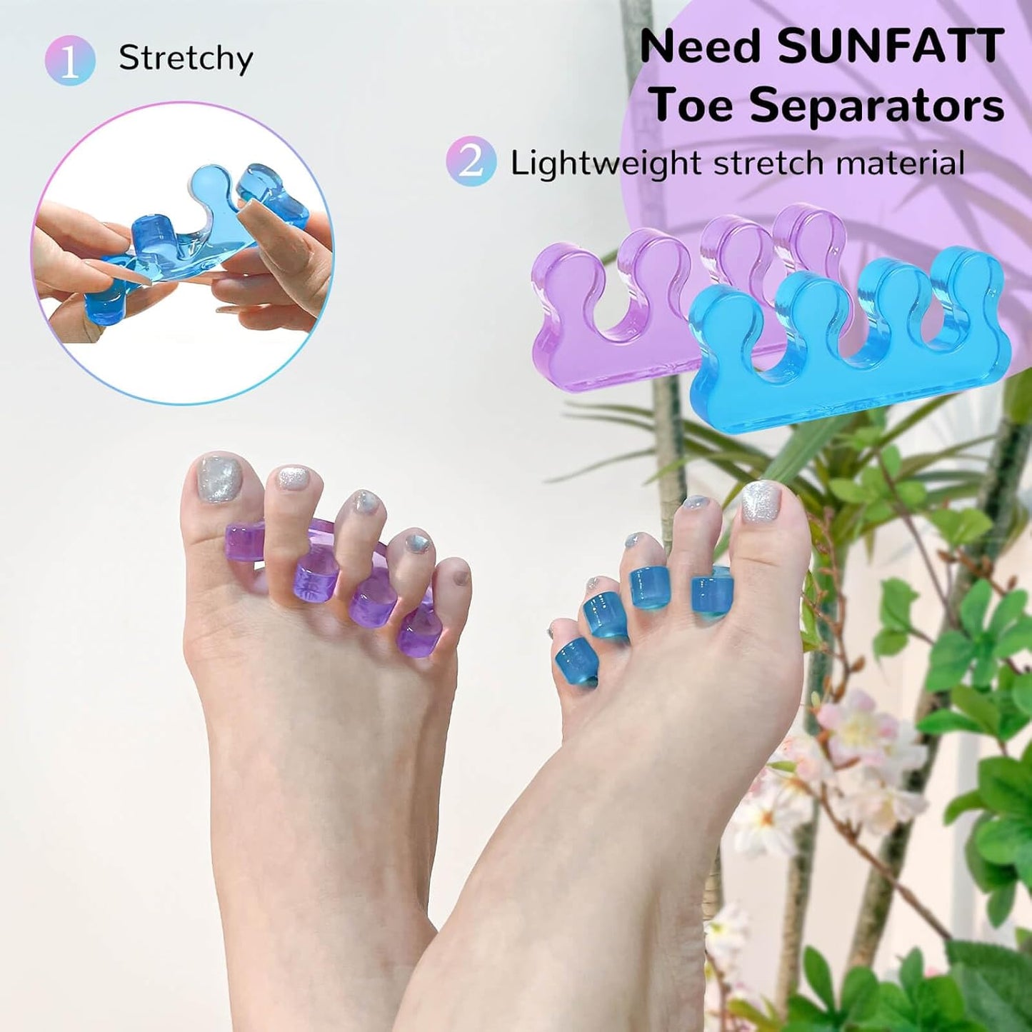 SUNFATT Toe Separators for Pedicure,Toe Separators for Women,Pedicure Toe Spacers for Separating Toenails or Nails,Easy Finger and Toenail Polish Grooming,Soft Gel Toe Spacers Pedicure Kit.-Velvo Beauty