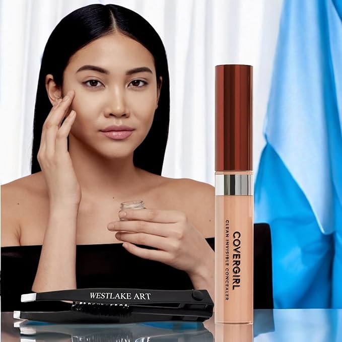 Invisible Lightweight Concealer, 0.32 Oz, Lightweight, Buildable Coverage For Flawless Complexion, Medium Concealer Bundle With Eyebrow Tweezers, Long-Lasting Wear, [Pack Of 1]-Velvo Beauty