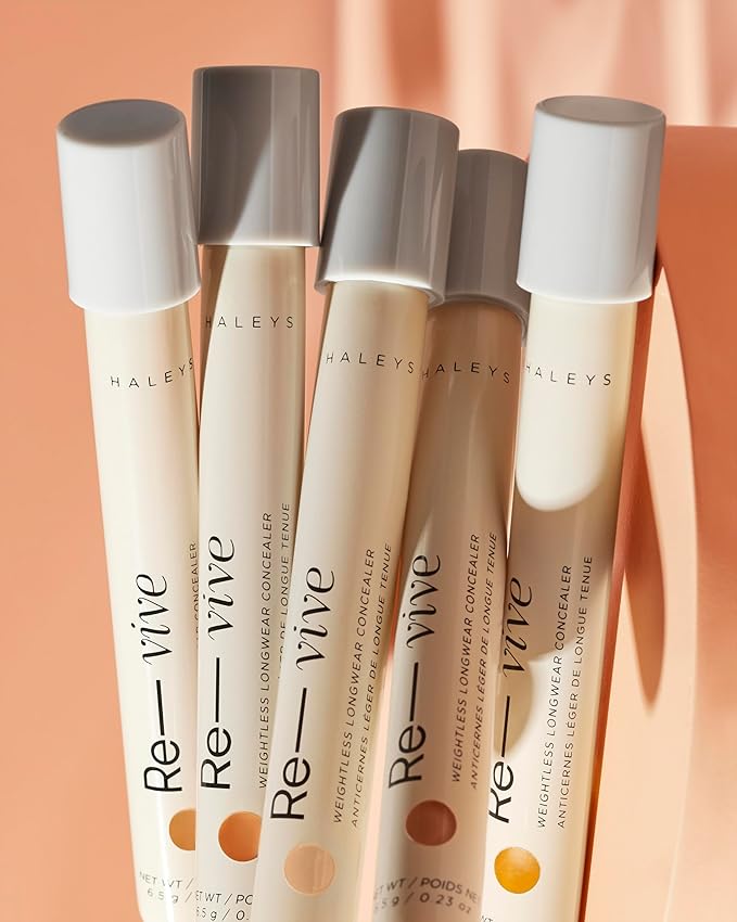 HALEYS Weightless Longwear Concealer (Medium - Warm), Re-vive, Medium to Full Coverage, Gripping Concealer, Fast-setting, All-Day Wear, Spot Concealing, Brightens, Streak-free, Light-diffusing, V+CF-Velvo Beauty