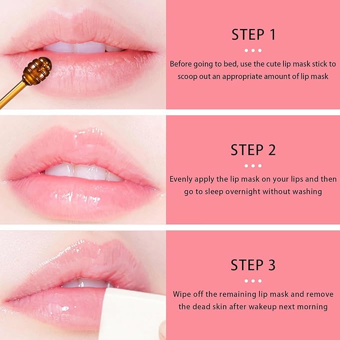 1 PCS Bee Lip Balm Lip Mask Honey Pot, Cherry Moisturizing Sleeping Lip Mask Overnight with Sticks, Lip Balm Honey Pot Lip Balm Hydrating Prevention Dry and Crack Lip Scrubs Exfoliator-Velvo Beauty